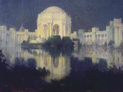 PALACE OF FINE ARTS AT NIGHT SAN FRANCISCO PAINTING ART REAL CANVAS GICLEE PRINT